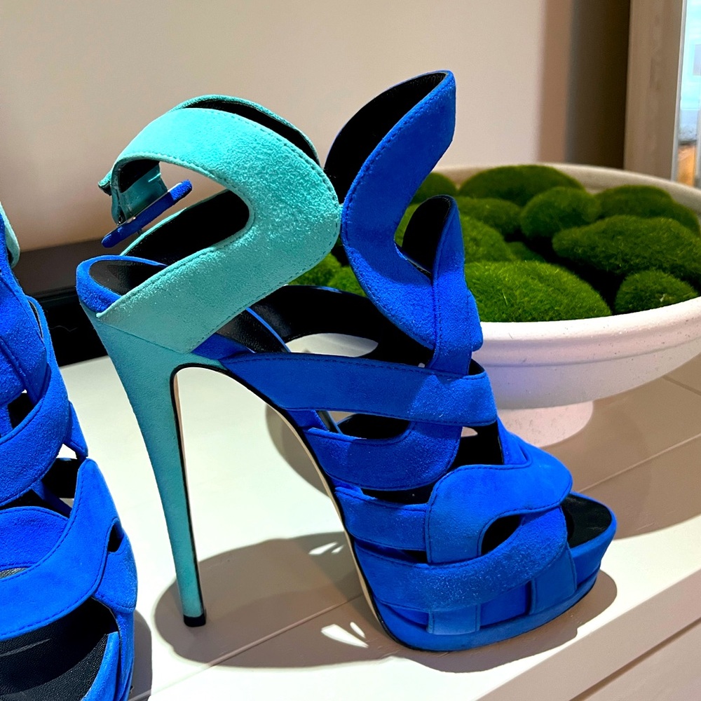Giuseppe Zanotti Multicolor Platform heels! Sharon 105 Camoscio in Cloisonné